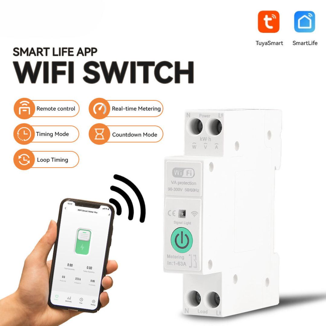 Smart Wifi Circuit Breaker With Voltage Protection (63A 1P+N)