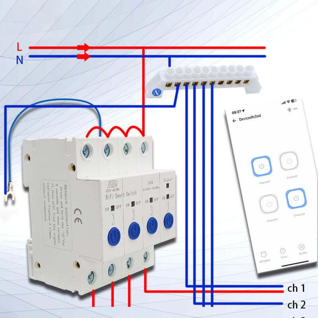 4 Channel Smart Wifi Circuit Breaker (63A)
