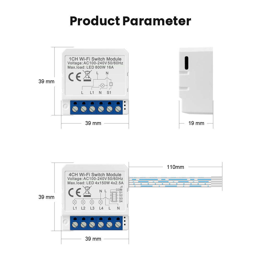 4 Gang Wifi Smart Switch Module (10A)